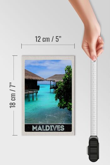 Panneau en bois voyage 12x18 cm Maldives Amérique Île Mer Soleil 4