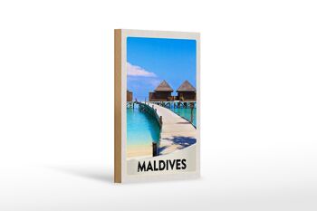 Panneau en bois voyage 12x18 cm Maldives île Amérique vacances mer 1