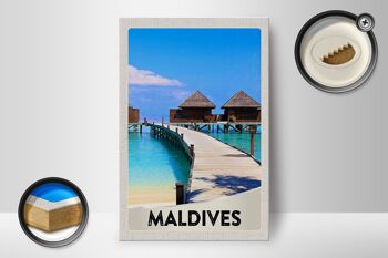 Panneau en bois voyage 12x18 cm Maldives île Amérique vacances mer 2