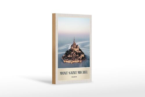 Holzschild Reise 12x18 cm Mont Saint Michel Frankreich Stadt