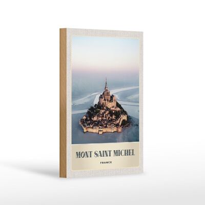 Cartel de madera viaje 12x18 cm Mont Saint Michel Francia ciudad