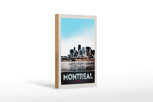 Holzschild Reise 12x18 cm Montreal Kanada Riesenrad Fluss Stadt