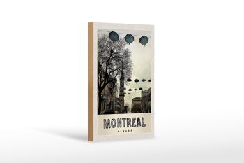 Panneau en bois voyage 12x18 cm Montréal Canada Europe parapluie 1