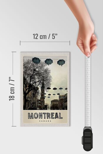 Panneau en bois voyage 12x18 cm Montréal Canada Europe parapluie 4