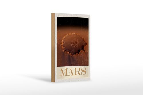 Holzschild Reise 12x18 cm Mars Weltraum Abdruck roter Planet