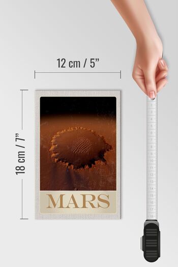 Panneau en bois voyage 12x18 cm Mars espace imprimé planète rouge 4