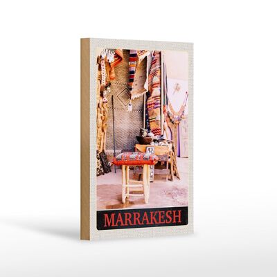 Panneau en bois voyage 12x18 cm Marrakech Maroc culture vacances