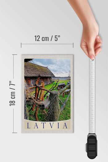 Panneau en bois voyage 12x18 cm Lettonie nature chalet vacances Europe 4