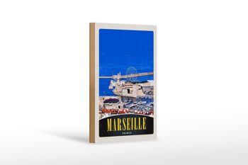 Panneau en bois voyage 12x18 cm Marseille France ville grande roue 1