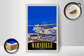 Panneau en bois voyage 12x18 cm Marseille France ville grande roue 2