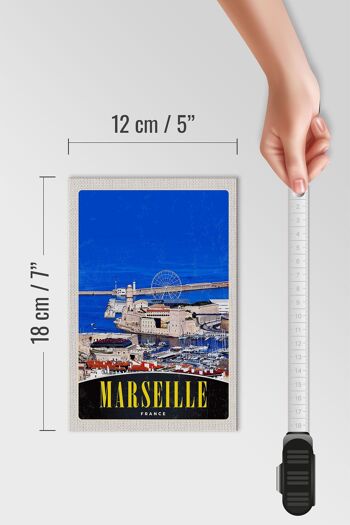 Panneau en bois voyage 12x18 cm Marseille France ville grande roue 4