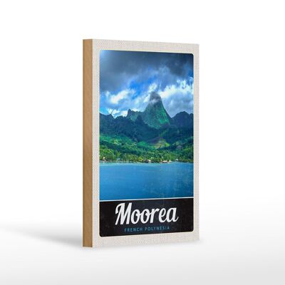 Cartel de madera viaje 12x18 cm Moorea isla Polinesia Francesa