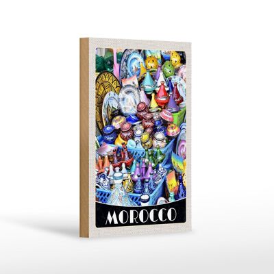 Cartel de madera viaje 12x18 cm Marruecos África Cultura Oriental
