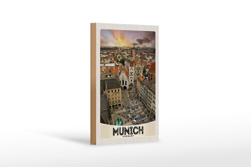 Holzschild Reise 12x18 cm Ausblick auf München Deutschland