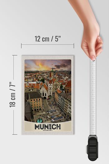Panneau en bois voyage 12x18 cm vue de Munich Allemagne 4
