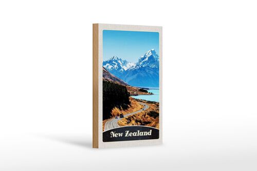 Holzschild Reise 12x18 cm Neuseeland Europa Stadt Urlaub Gebirge
