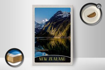 Panneau en bois voyage 12x18 cm Nouvelle-Zélande mer montagnes nature vacances 2
