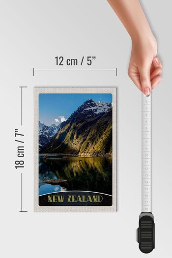 Panneau en bois voyage 12x18 cm Nouvelle-Zélande mer montagnes nature vacances 4