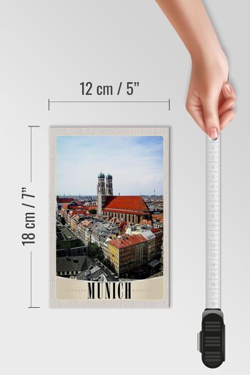 Panneau en bois voyage 12x18 cm Munich Allemagne ville église ville 4