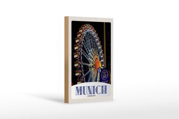 Panneau en bois voyage 12x18 cm foire à la grande roue de l'Oktoberfest de Munich 1