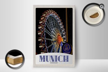 Panneau en bois voyage 12x18 cm foire à la grande roue de l'Oktoberfest de Munich 2