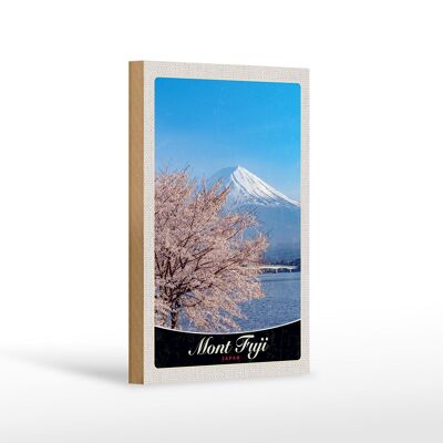 Cartello in legno da viaggio 12x18 cm Mont Fuji Giappone Asia montagne albero