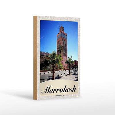 Wooden sign travel 12x18 cm Marrakech Morocco culture