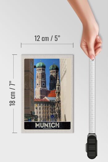 Panneau en bois voyage 12x18 cm Munich ville architecture médiévale 4