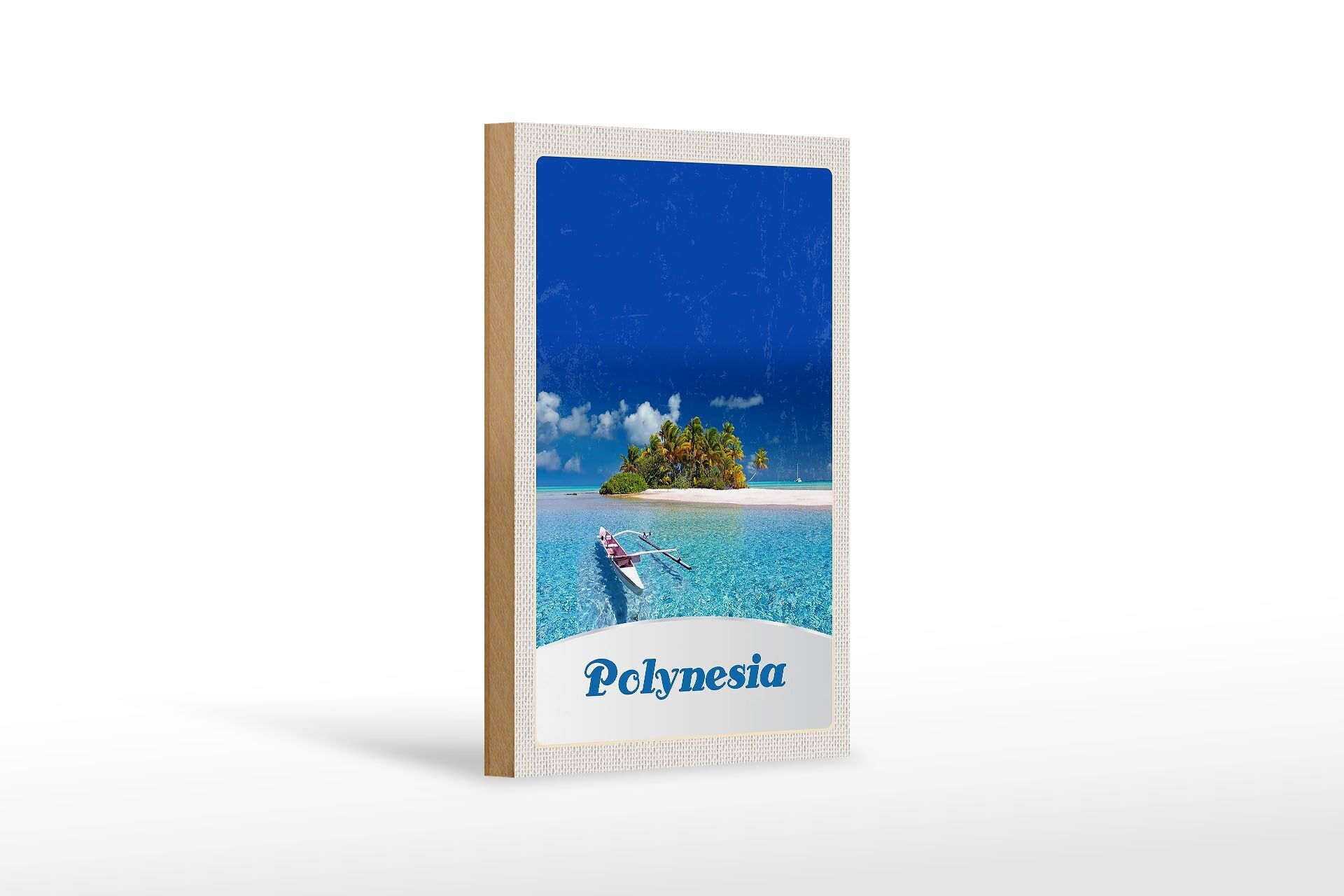 Cartello in legno da viaggio 12x18 cm Polinesia Dream Island Australia Barca