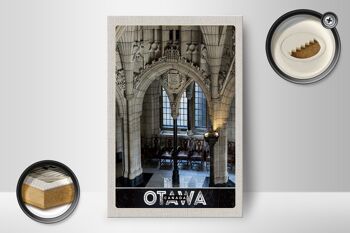 Panneau en bois voyage 12x18 cm sculpture intérieure église Ottawa Canada 2
