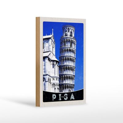 Cartello da viaggio in legno 12x18 cm Pisa Italia Torre pendente di Pisa