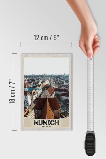 Panneau en bois Voyage 12x18 cm Vieille ville de Munich Allemagne Église 4