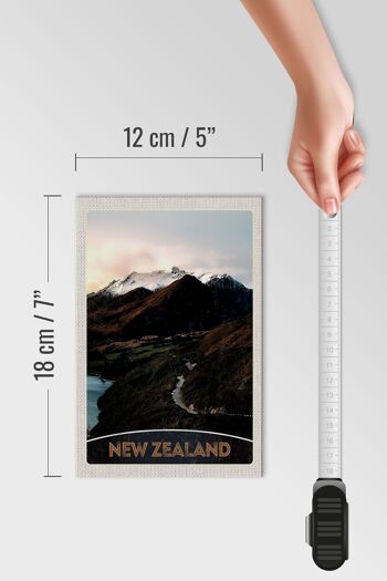 Panneau en bois voyage 12x18 cm montagnes de Nouvelle-Zélande île ville rue 4