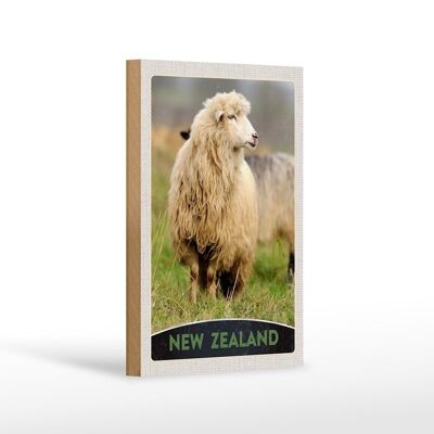 Cartel de madera viaje 12x18 cm Nueva Zelanda Europa ovejas pradera naturaleza