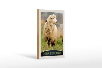 Panneau en bois voyage 12x18 cm Nouvelle-Zélande Europe mouton prairie nature 1