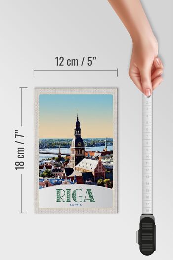 Panneau en bois voyage 12x18 cm architecture église Riga Lettonie 4