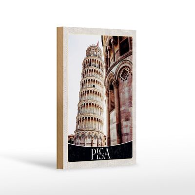 Wooden sign travel 12x18 cm Pisa Leaning Tower vacation architecture