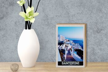 Panneau en bois voyage 12x18 cm île de Santorin maisons blanches vacances 3