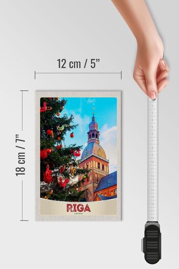 Panneau en bois voyage 12x18 cm Riga Lettonie Noël hiver 4