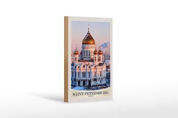 Panneau en bois voyage 12x18 cm Église de Saint-Pétersbourg Toit doré 1