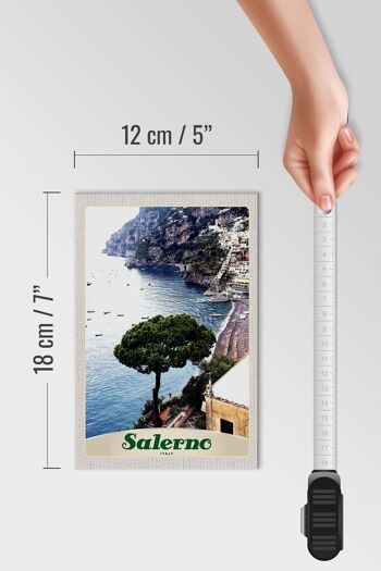Panneau en bois voyage 12x18 cm Salerne Italie mer plage bateau soleil 4