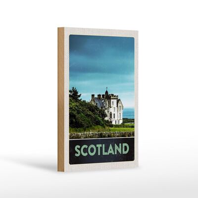 Cartel de madera viaje 12x18cm Escocia Europa cartel de casa señorial blanca