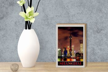 Panneau en bois voyage 12x18 cm Shanghai Chine tour de ville vacances à la mer 3