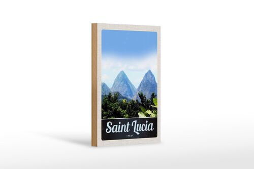 Holzschild Reise 12x18 cm Saint Lucia Italien Gebirge Natur