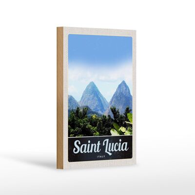 Holzschild Reise 12x18 cm Saint Lucia Italien Gebirge Natur