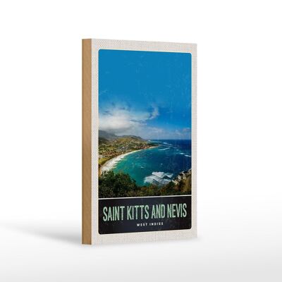 Cartello in legno da viaggio 12x18 cm Vacanze Saint Kitts e Nevis America