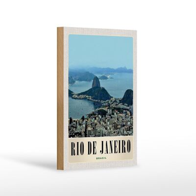 Cartel de madera viaje 12x18 cm Río de Janeiro Brasil América ciudad