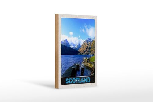 Holzschild Reise 12x18cm Schottland Insel Gebirge See Schild