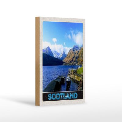 Panneau en bois voyage 12x18cm, panneau de lac, montagnes, île d'Écosse