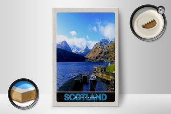 Panneau en bois voyage 12x18cm, panneau de lac, montagnes, île d'Écosse 2